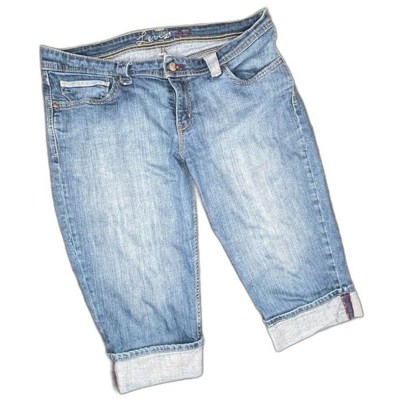 Levi's Denim - Levis Capri Pant Denim Jeans Cuffed Regular Wash sz 32 Curve Beltloop accents